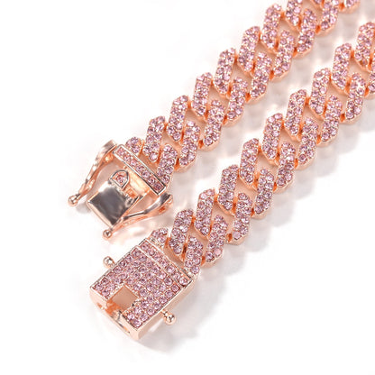 Pink Encrusted Cuban Necklace