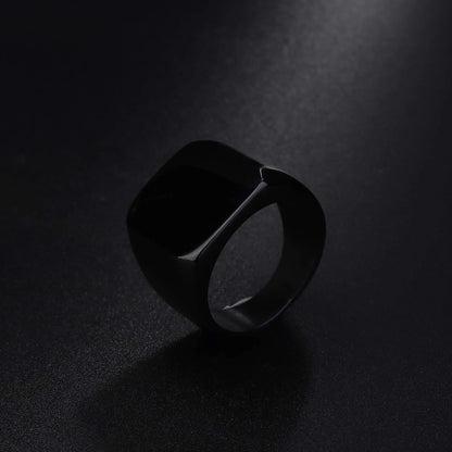 Smooth Black Stainless Steel Signet Ring