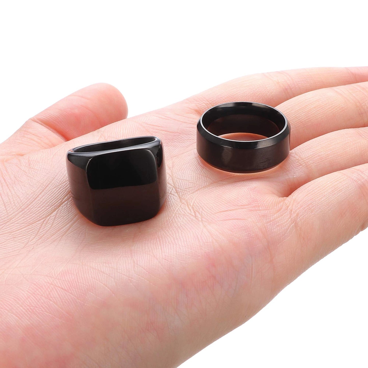 Smooth Black Stainless Steel Signet Ring