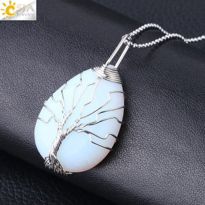 Tree of Life Crystal Pendant Necklace