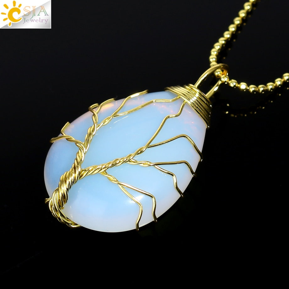 Tree of Life Crystal Pendant Necklace