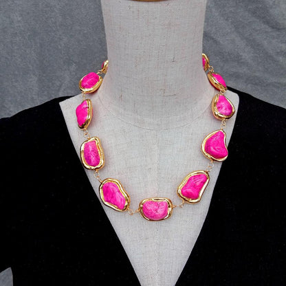 Custom Moulded Chunky Pink Turquoise Choker Necklace