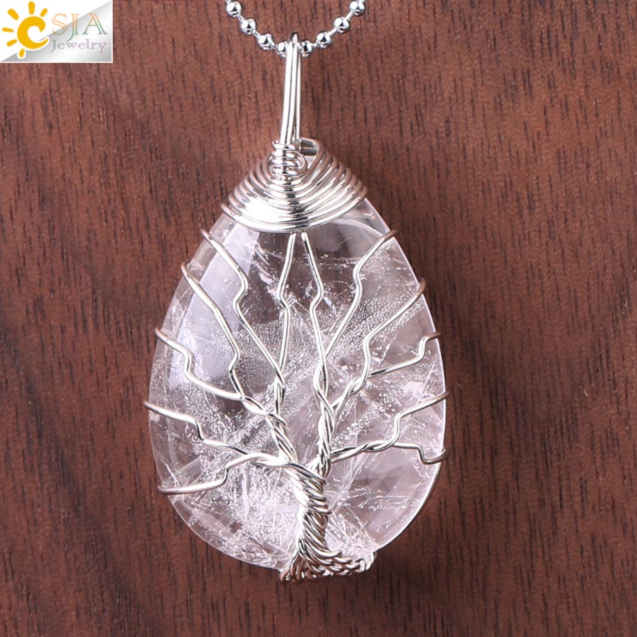 Tree of Life Crystal Pendant Necklace