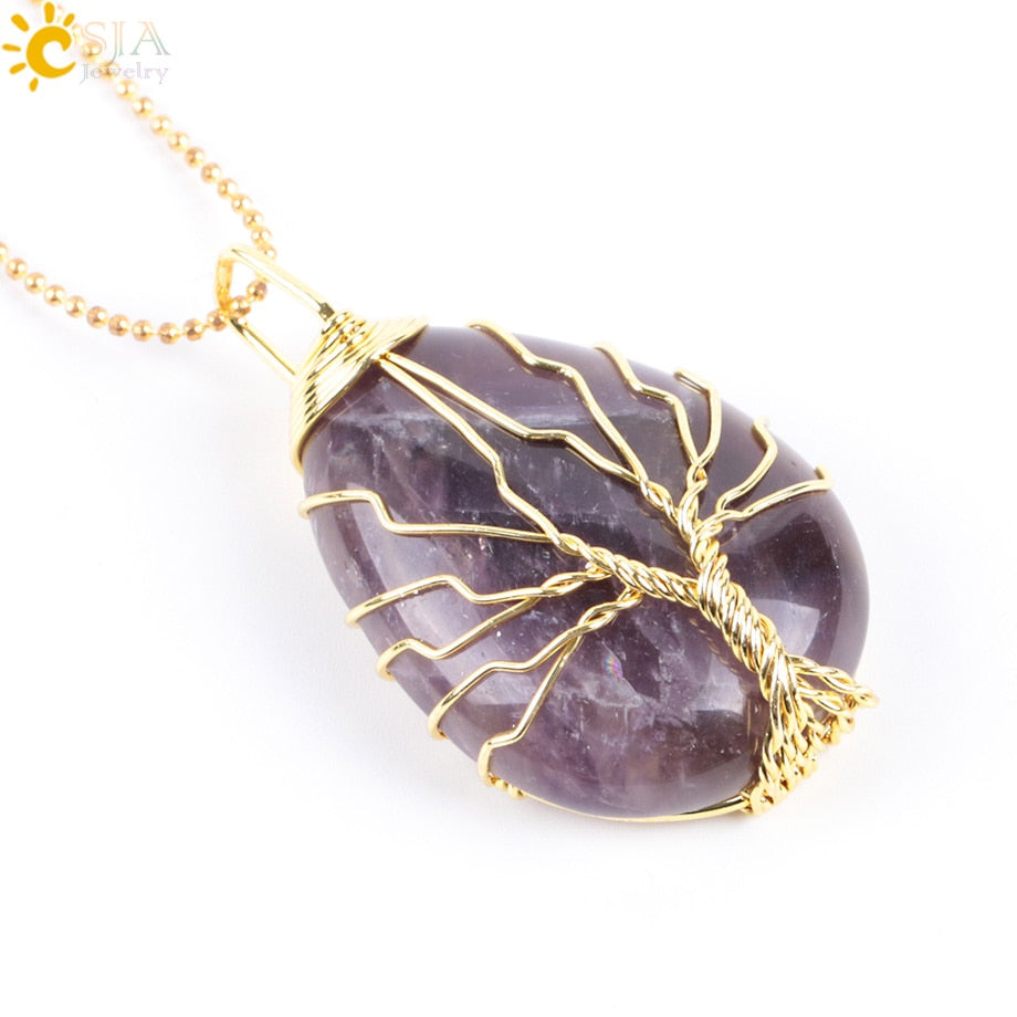 Tree of Life Crystal Pendant Necklace