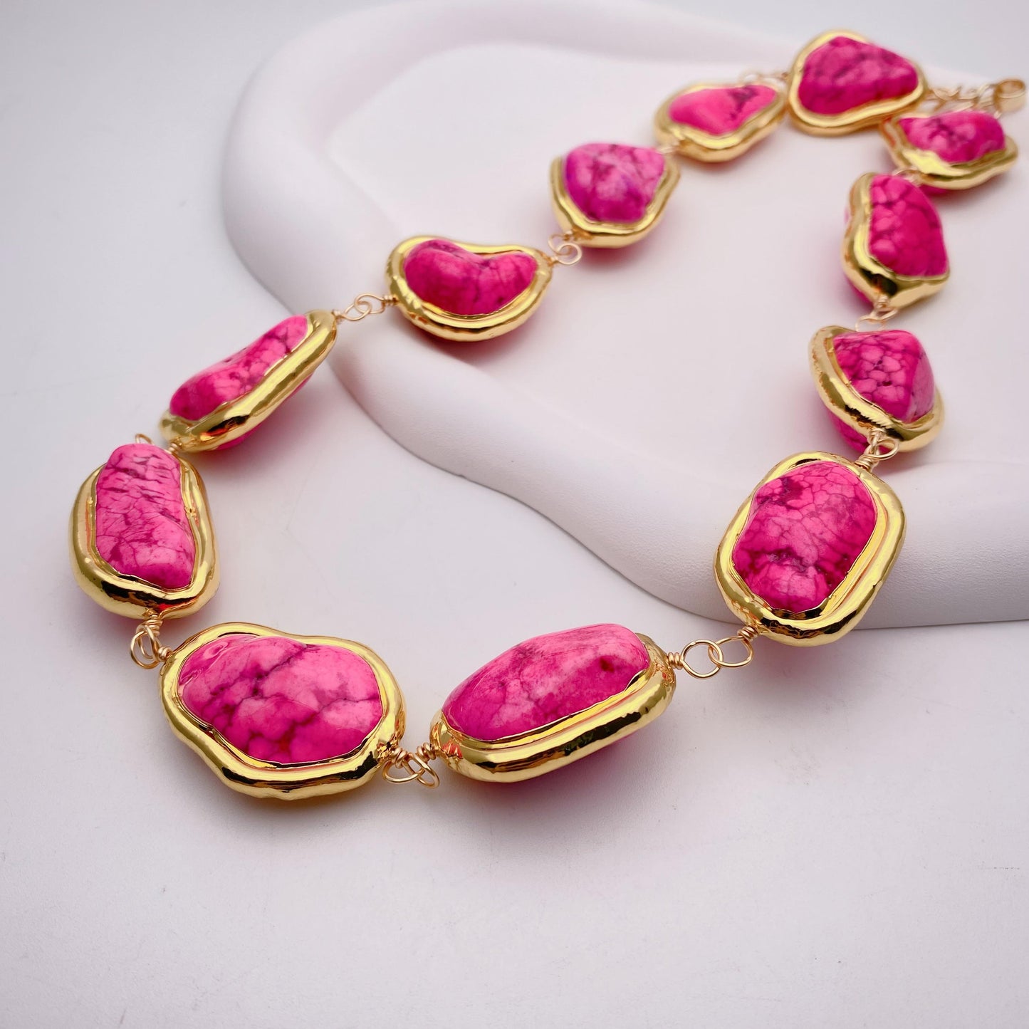 Custom Moulded Chunky Pink Turquoise Choker Necklace