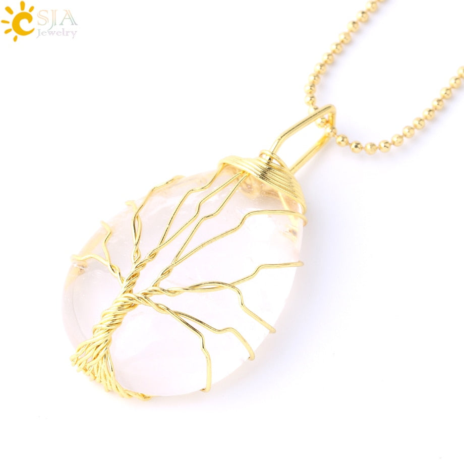 Tree of Life Crystal Pendant Necklace