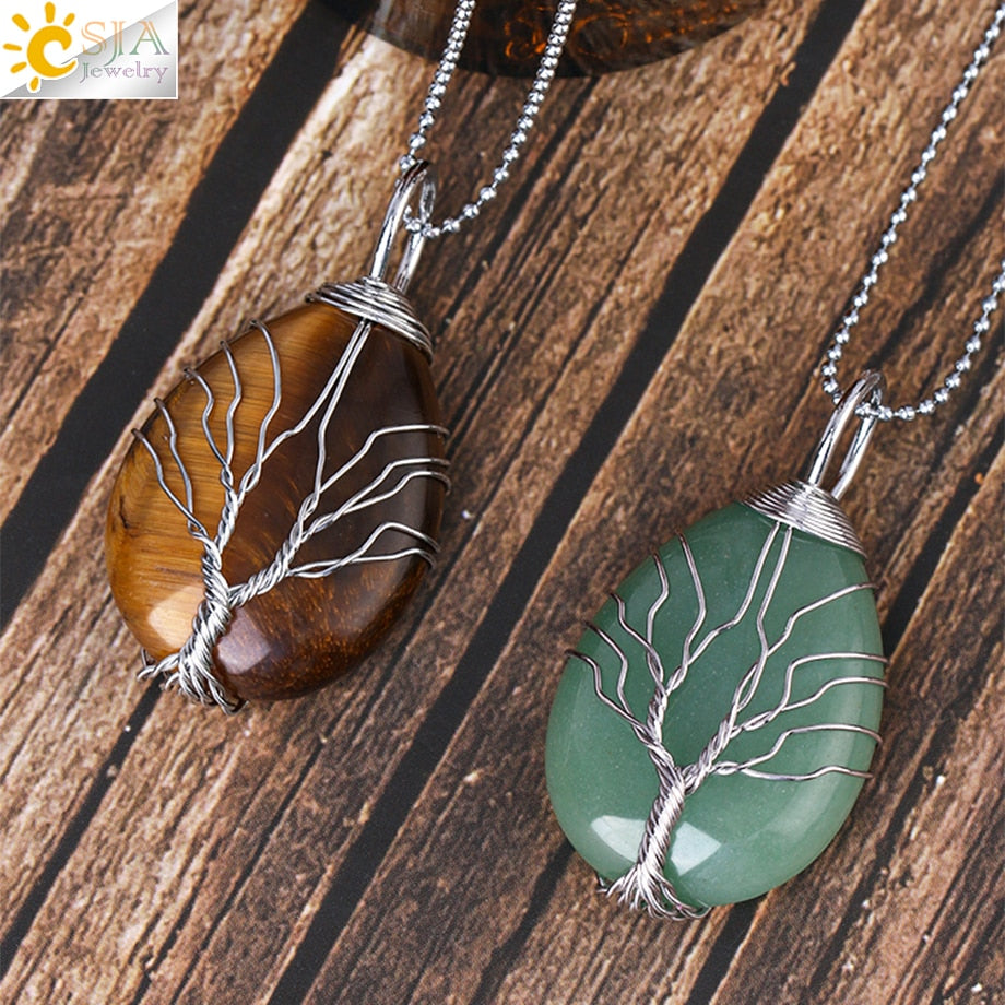 Tree of Life Crystal Pendant Necklace