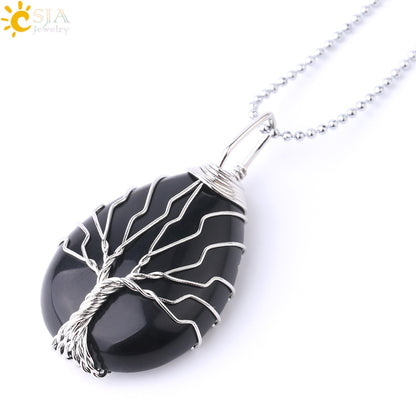 Tree of Life Crystal Pendant Necklace