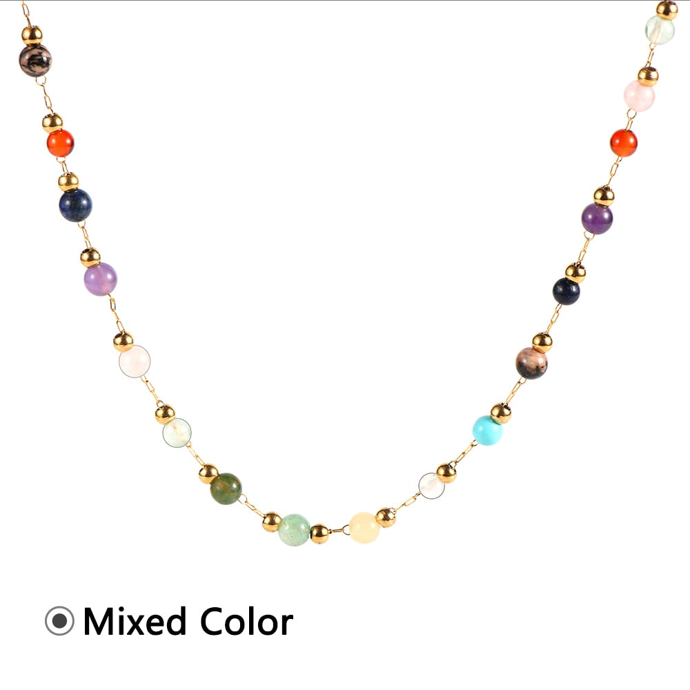 18K Gold-Plated Gemstone Necklace