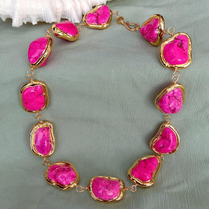 Custom Moulded Chunky Pink Turquoise Choker Necklace