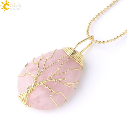 Tree of Life Crystal Pendant Necklace