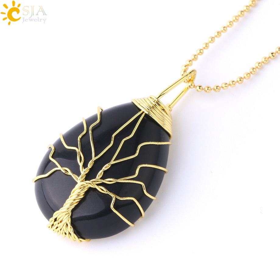 Tree of Life Crystal Pendant Necklace