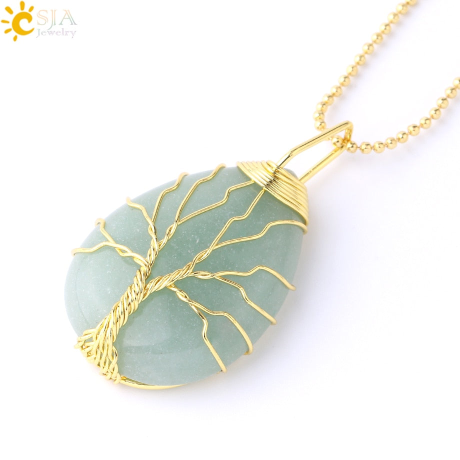 Tree of Life Crystal Pendant Necklace