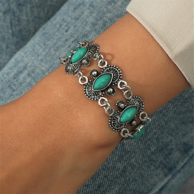 Vintage Stone Bracelet - Jungle Green