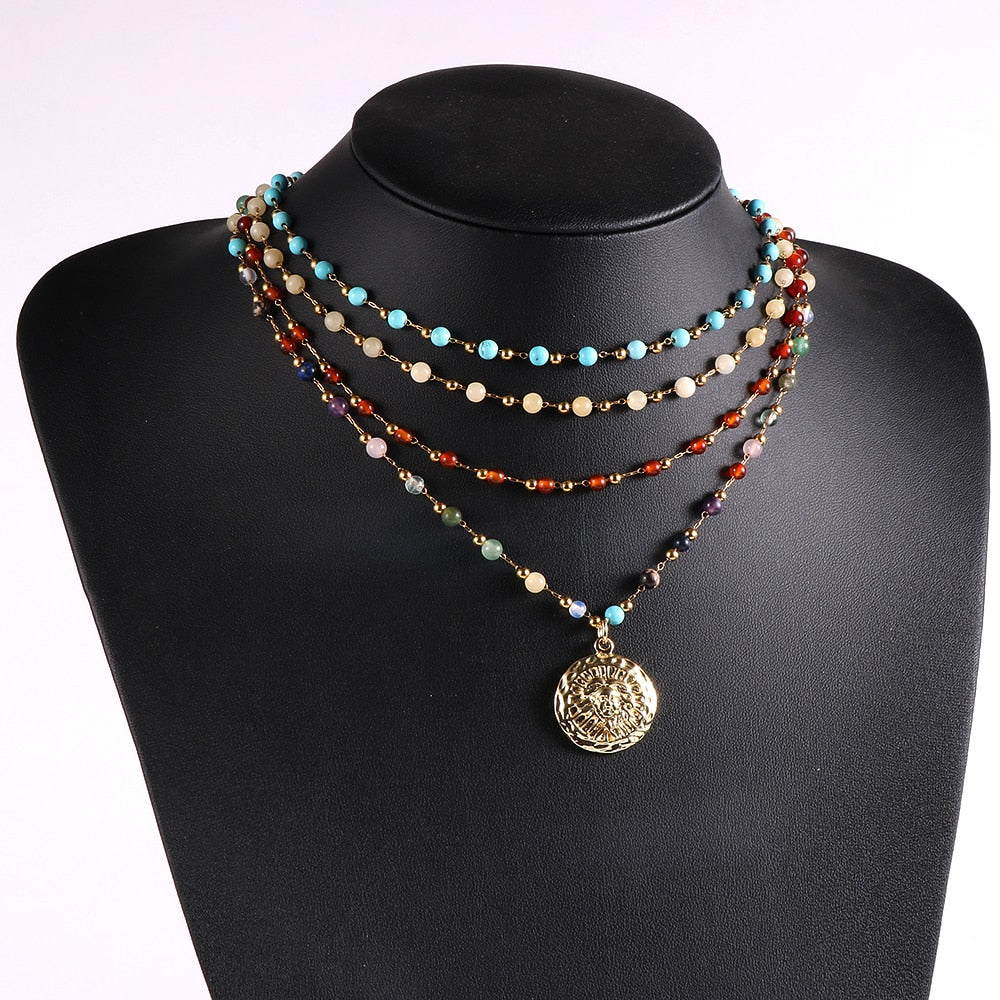 18K Gold-Plated Gemstone Necklace