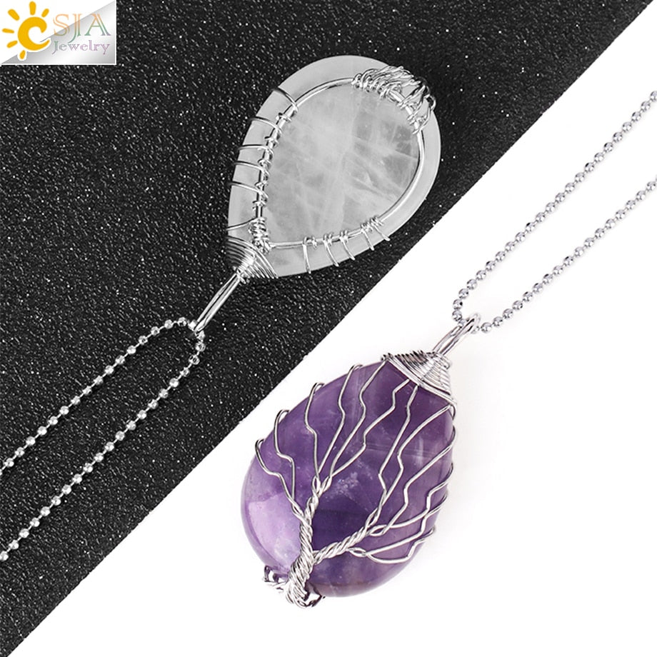 Tree of Life Crystal Pendant Necklace