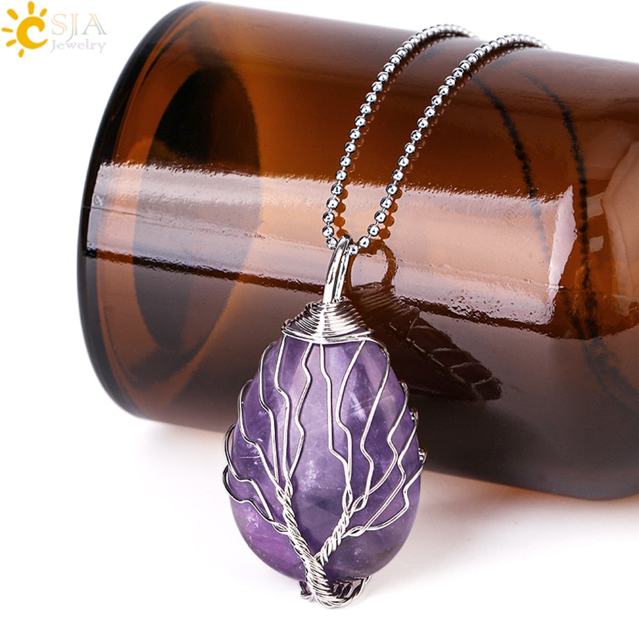 Tree of Life Crystal Pendant Necklace