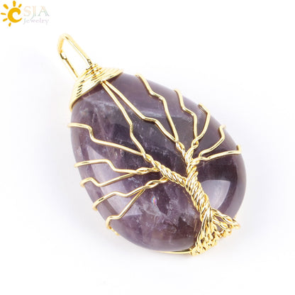 Tree of Life Crystal Pendant Necklace