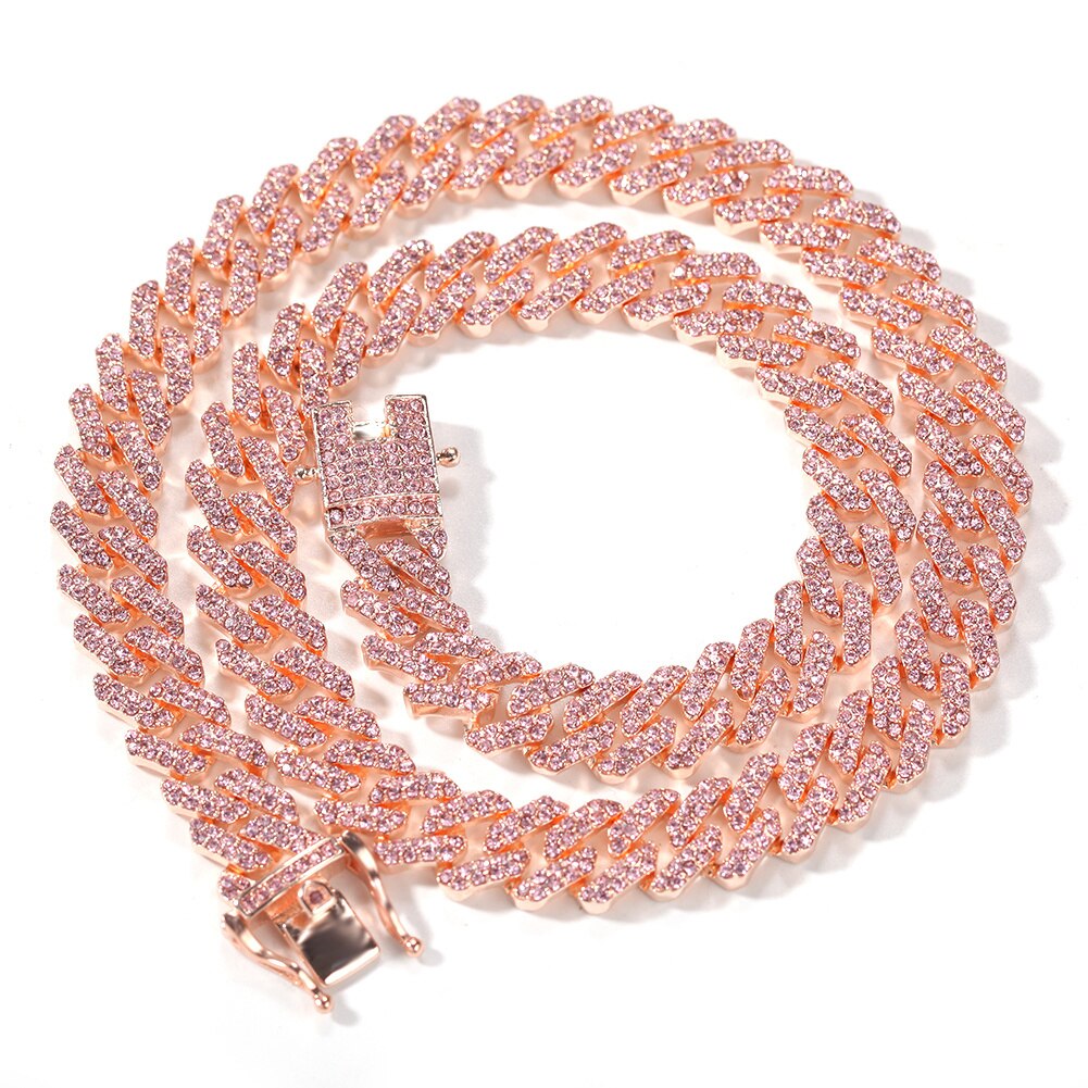 Pink Encrusted Cuban Necklace