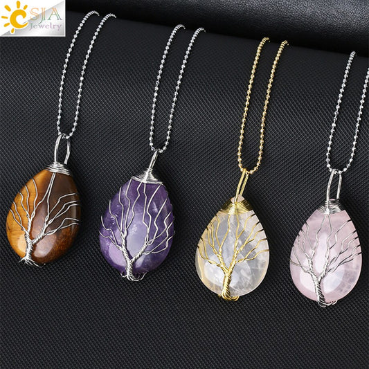 Tree of Life Crystal Pendant Necklace